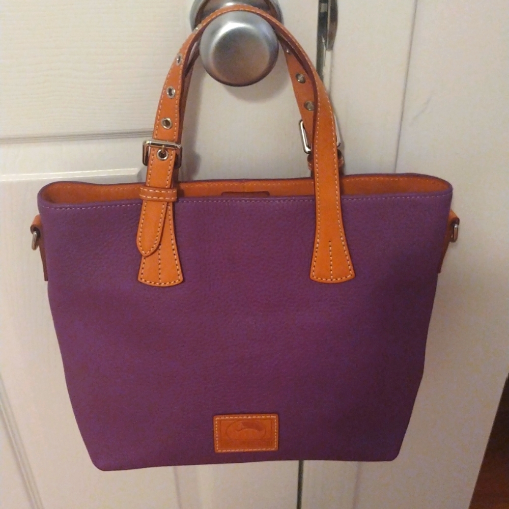 - Dooney & Burke purple pebble leather Emily tote bag with adjustable hand…